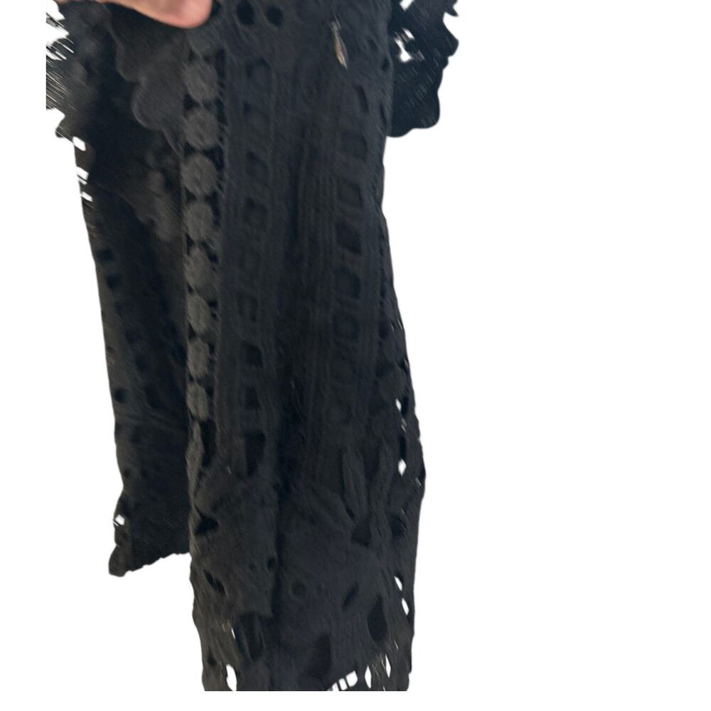Express Black Crochet Lace Ruffle Blouse Side Zipper Pullover Size XS - Picture 4 of 8